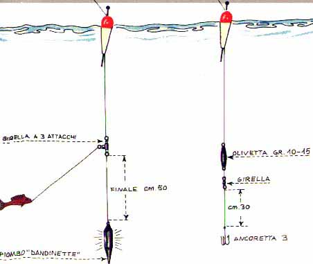 Montature per pesca al persico col galleggiante