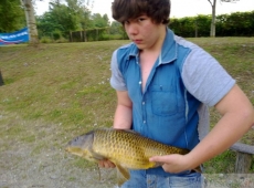 Carpa presa in un laghetto