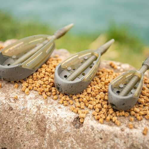Inline Method Feeder Set Ovale 2 Pezzi 60g – Pasturatore Per Pesca Carpa, Fondo, Fiume – Colore Verde, Drop Shape