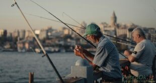 Due persone che stanno pescando in un tratto urbano. Questa pratica è detta Streetfishing-